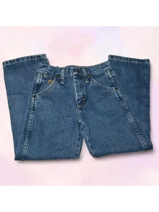 Wrangler Blue Jeans Faded Knees Kids Size 7 Regular - Picture 2 of 5